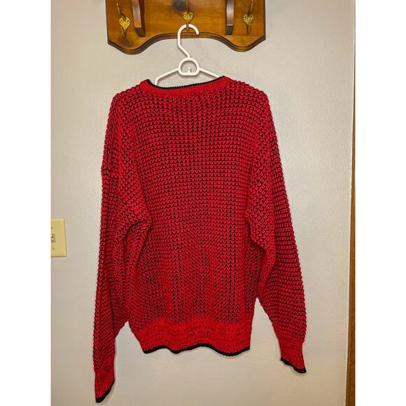 Vintage 90s Ivy Club Red and Black XL Sweater - Picture 3 of 10